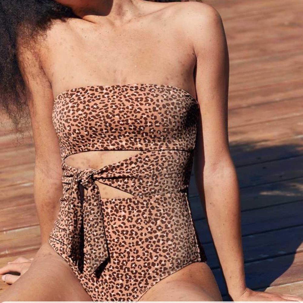 Aerie ribbed leopard one piece swimsuit XXL NWT